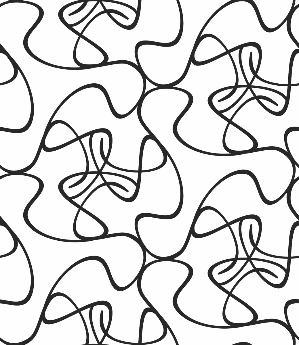 Abstract Black & White Curved Line Pattern Art