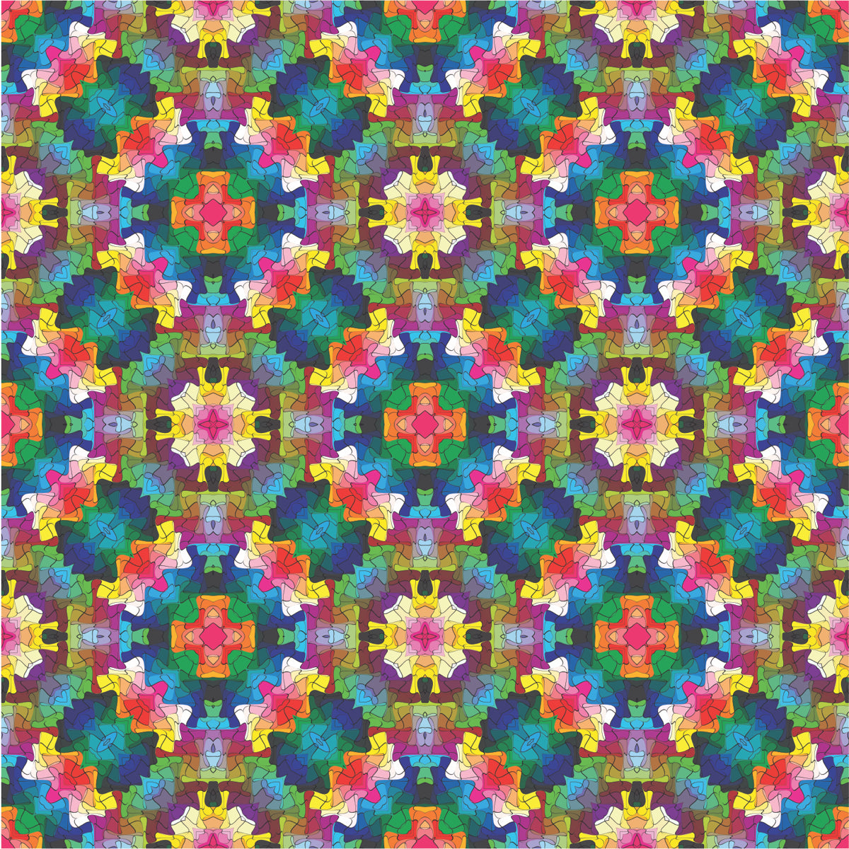 Vibrant Kaleidoscopic Geometric Mosaic Design