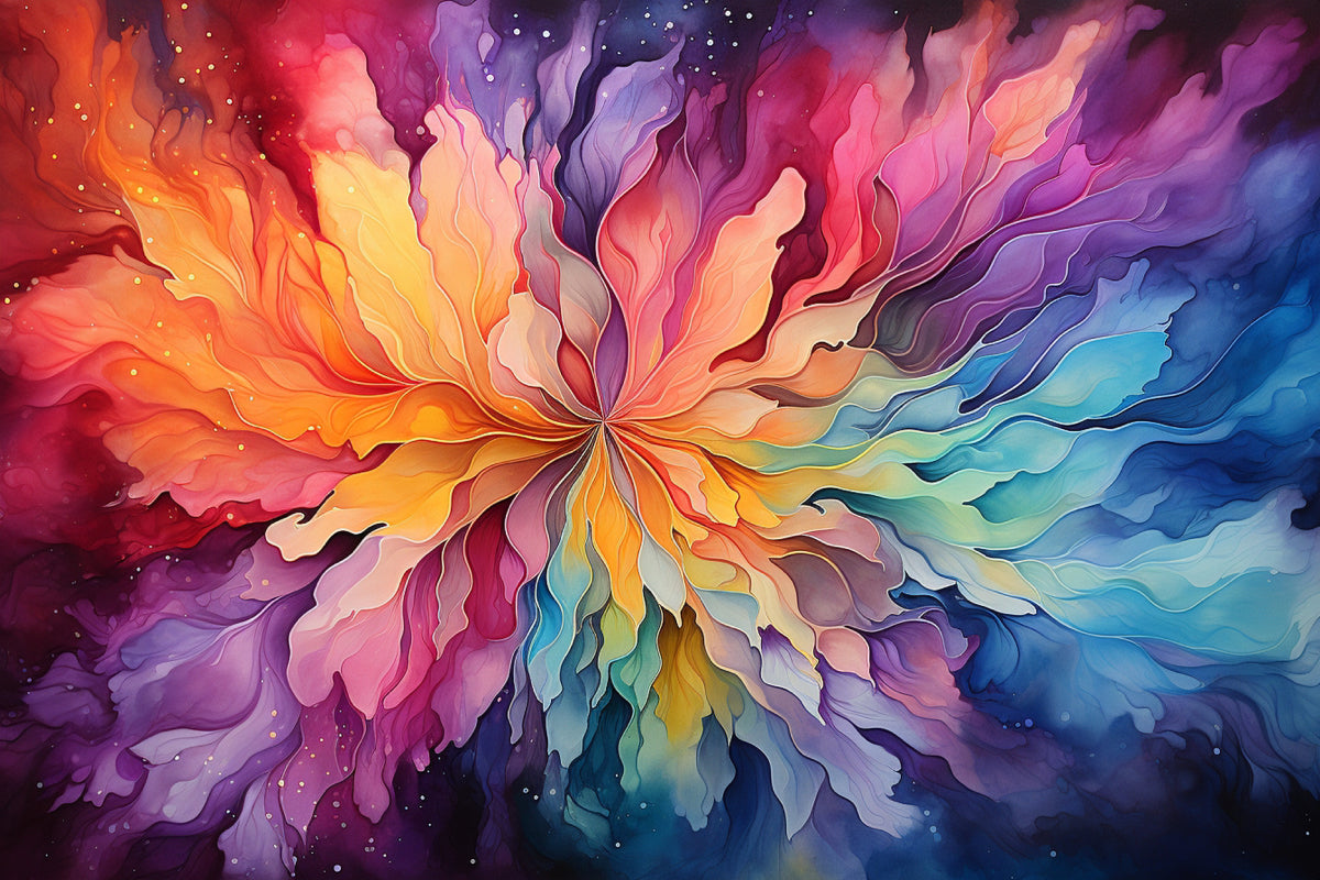 Celestial Bloom Abstract Flower in Vivid Colors