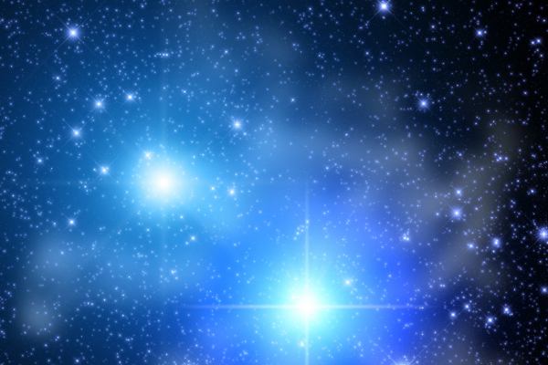 Brilliant Blue Stars Shine in the Cosmic Night
