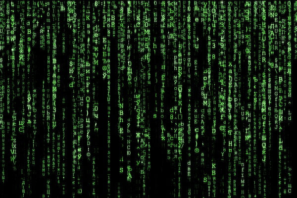 Green Digital Code Rain on Black Background