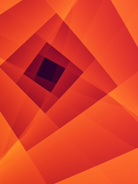 Geometric Spiral Tunnel in Fiery Orange Hues