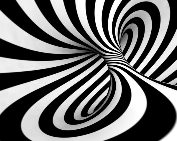 Black and White Optical Illusion Tunnel Art