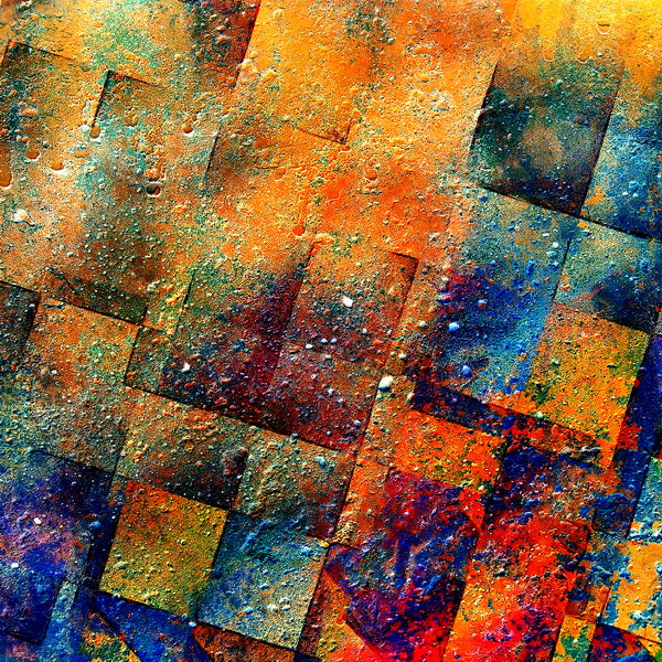 Textured Abstract Grid in Vivid Color Blends