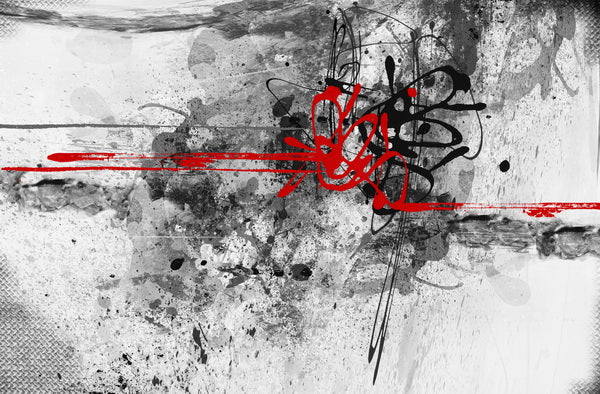 Tension Unleashed: Red Pulse on Monochrome Chaos