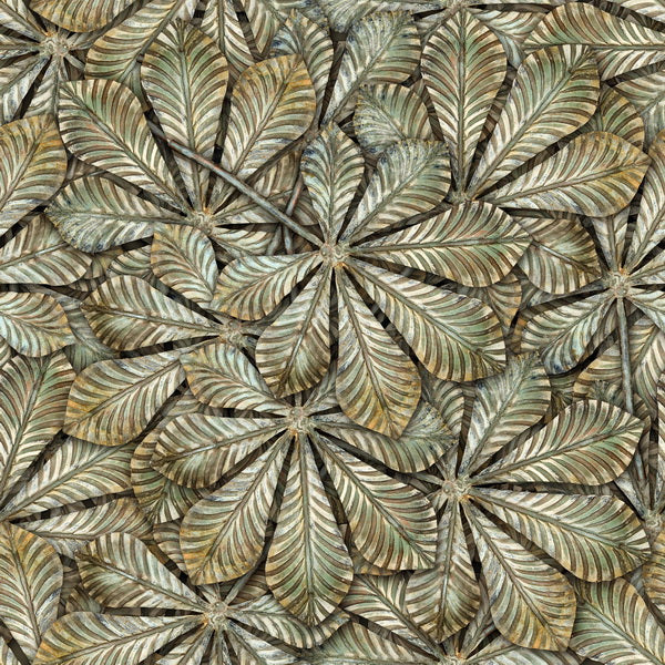 Earthy Elegance: A Dense Pattern of Textured Chestnut Leaves