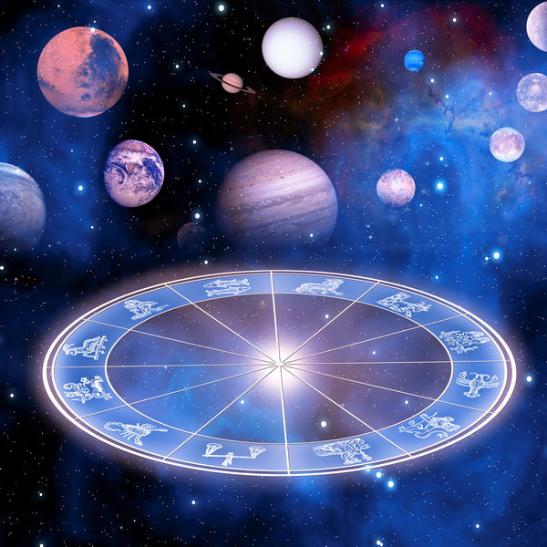 Zodiacal Dance: Planets Align in Cosmic Horoscope Wheel