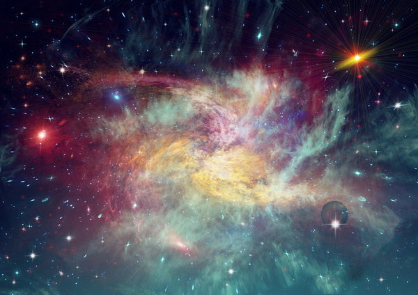 Celestial Dance of Colors in a Distant Cosmic Realm