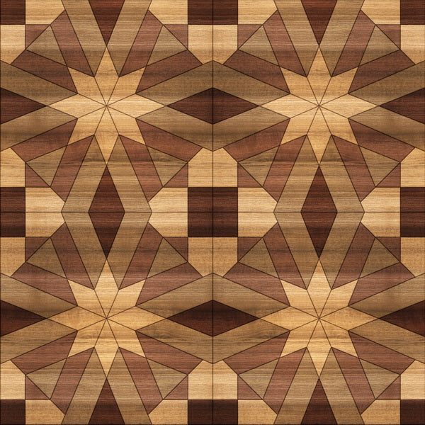 Symmetrical Wooden Star Pattern with Geometric Precision
