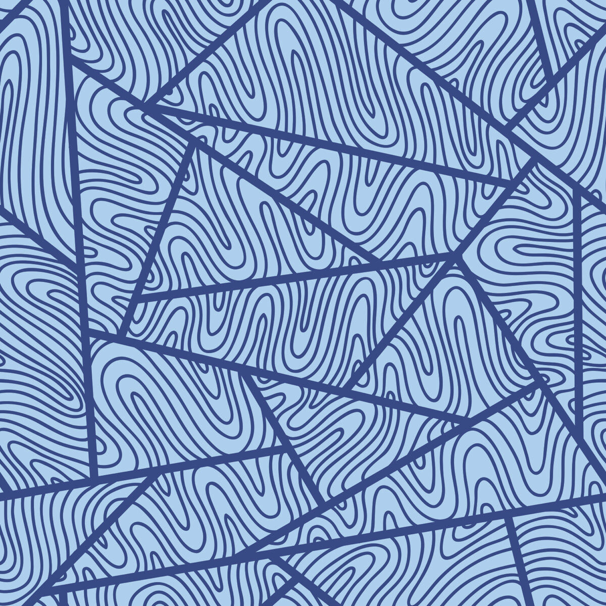 Abstract Blue Wave Pattern Geometric Wallpaper