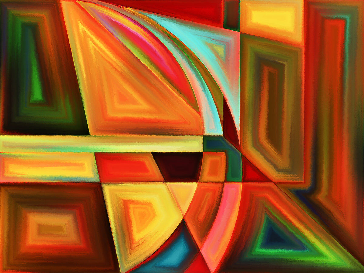 Abstract Spectrum Geometry Stretch Ceiling – Bold Modern Art Design