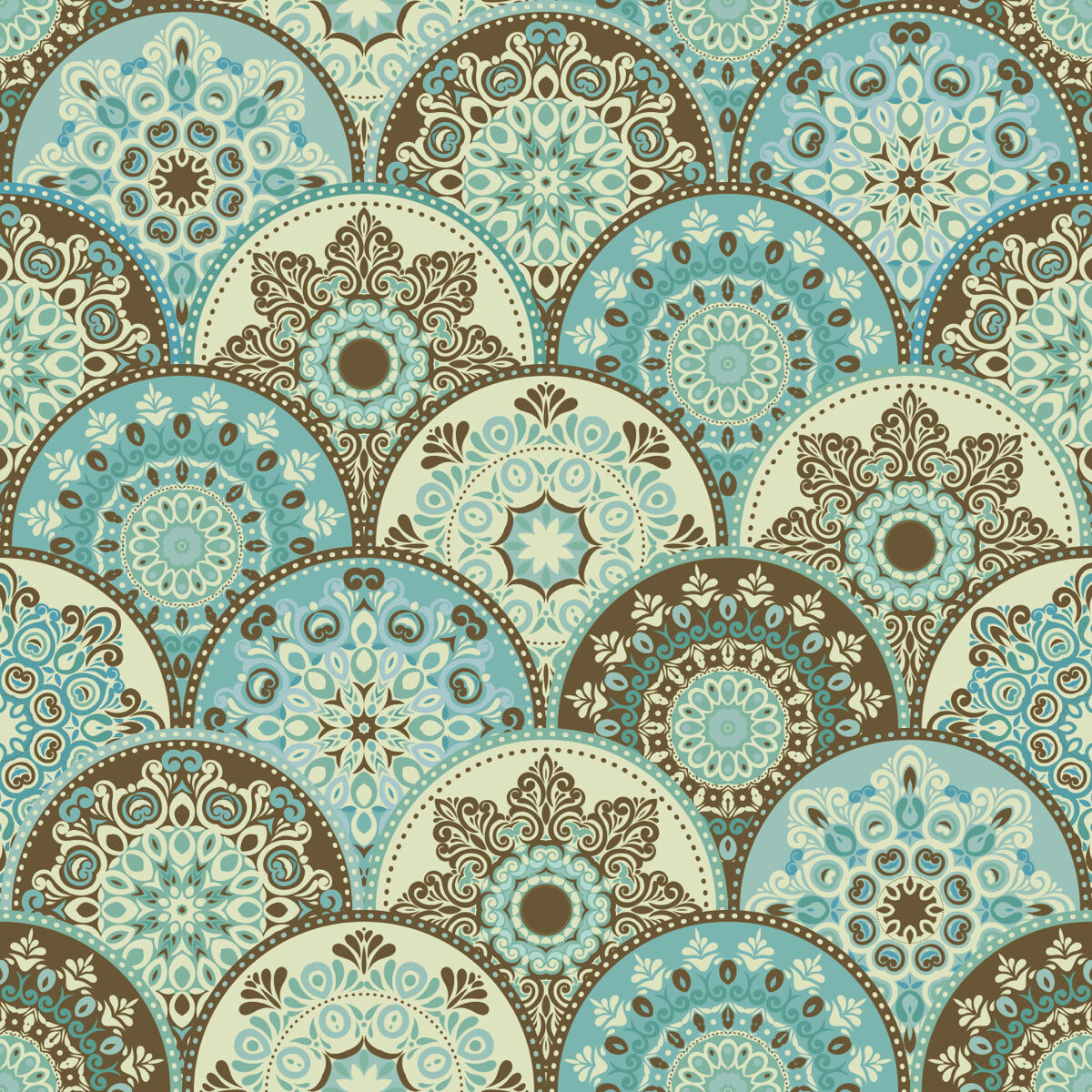 Aqua Mandala Mosaic Stretch Ceiling – Vintage Ornamental Design