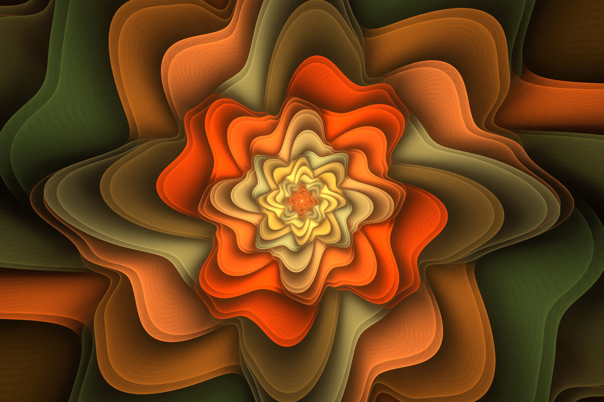 Autumn Bloom 3D Abstract Floral Digital Wallpaper