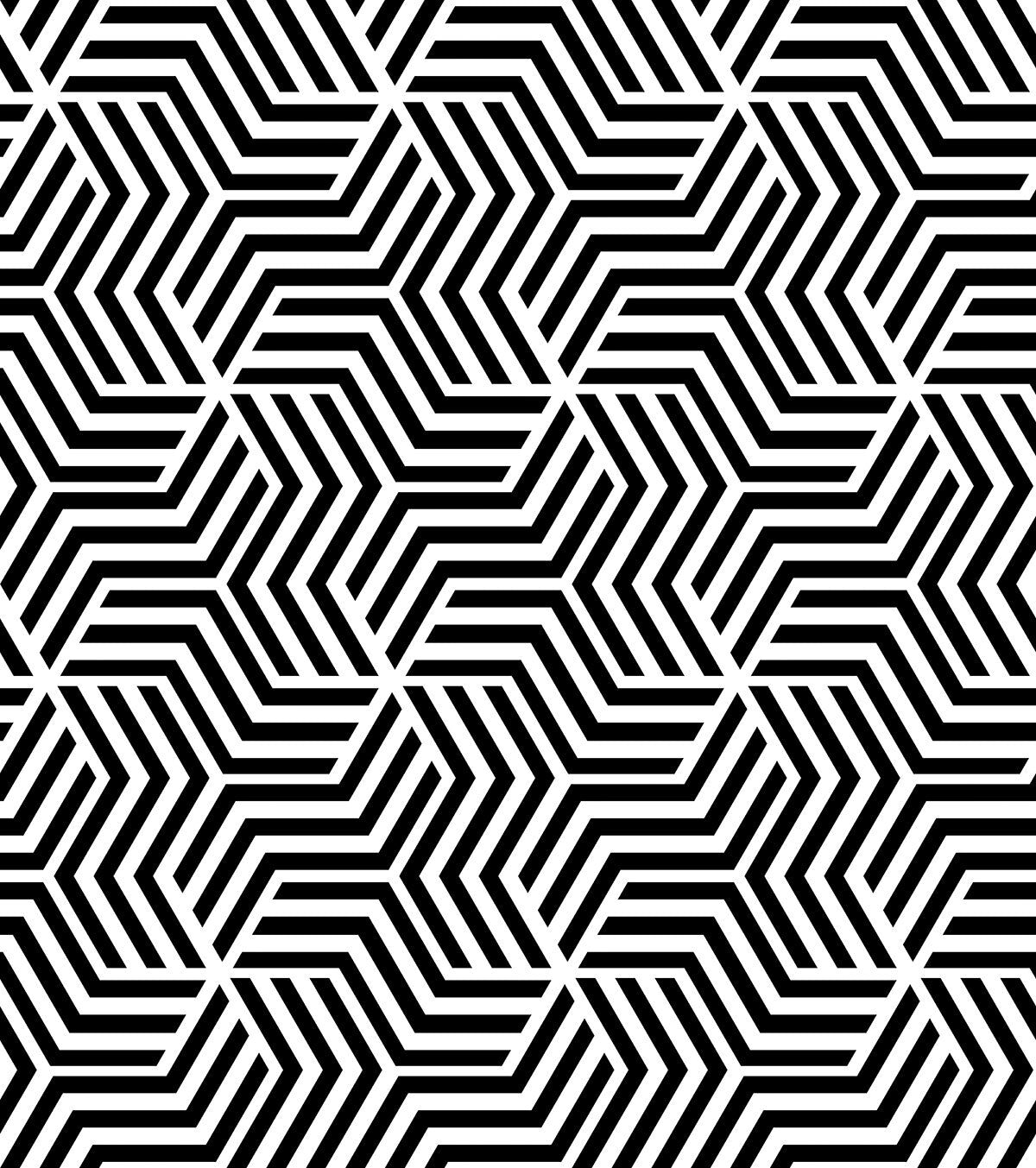 Black & White Geometric Pattern Stretch Ceiling – Modern Optical Design