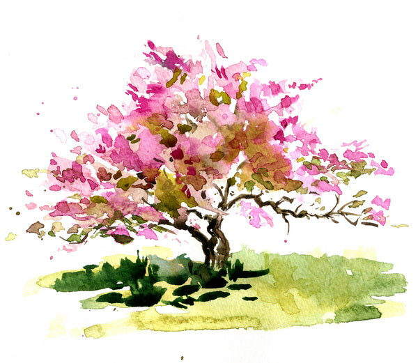 Blossoming Serenity Watercolor Mural
