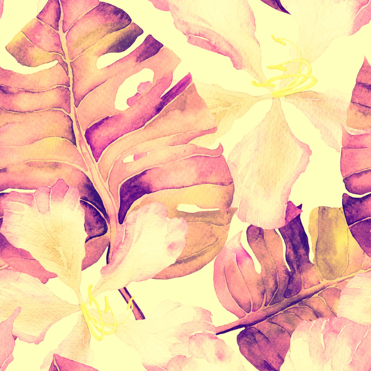 Blush Tropica Floral Stretch Ceiling – Watercolor Botanical Panel
