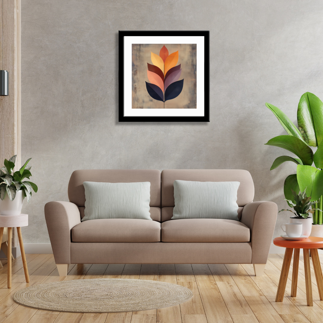Bold Autumn Leaf Print with Symmetrical Design