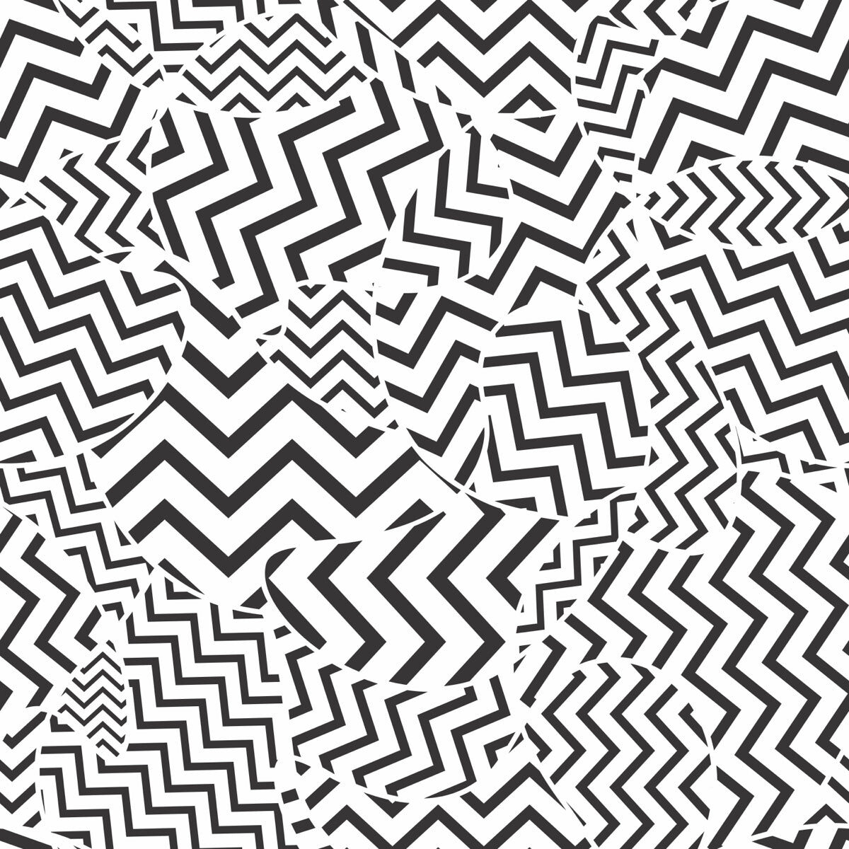 Bold Black & White Zigzag Optical Illusion Art
