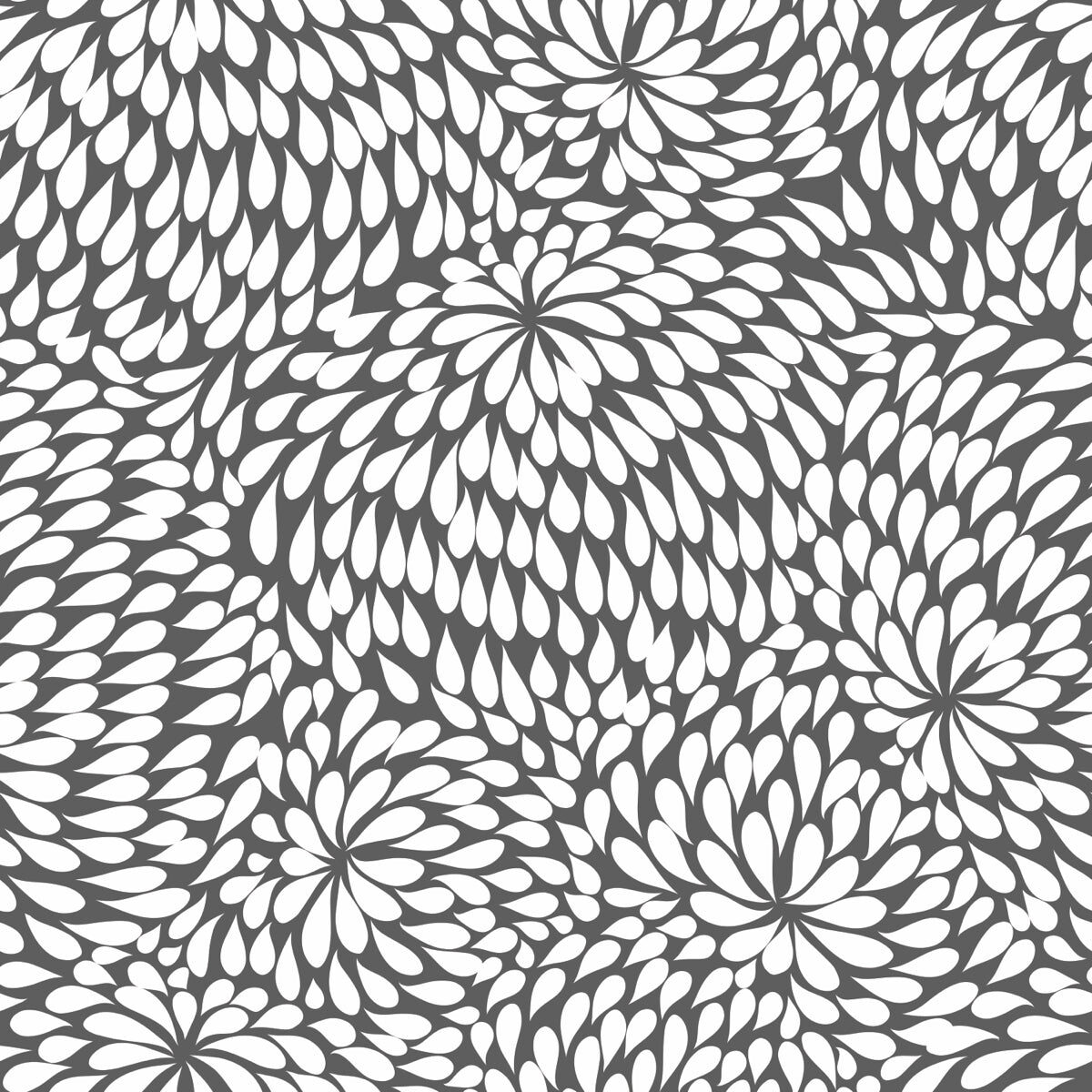 Bold Monochrome Floral Burst Seamless Pattern