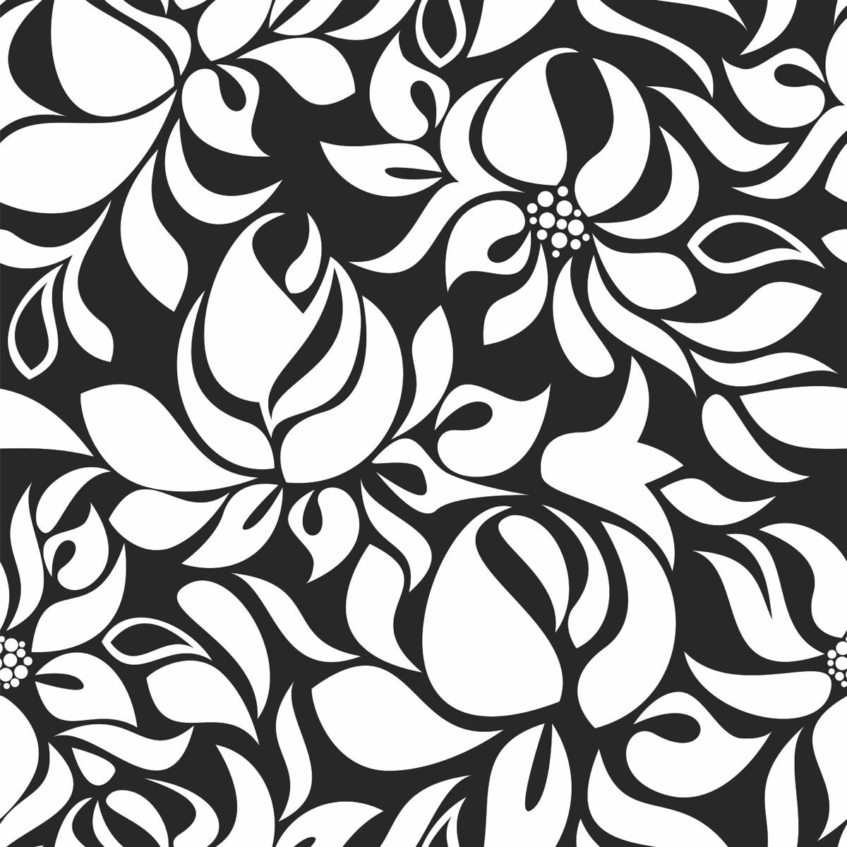 Bold Monochrome Floral Stretch Ceiling – Contemporary Black & White Design