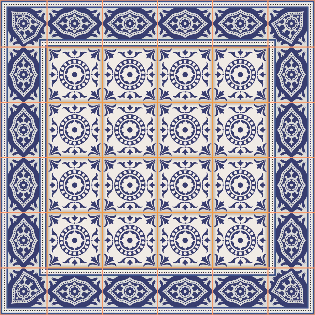 Classic Blue Heritage Tile Stretch Ceiling Design