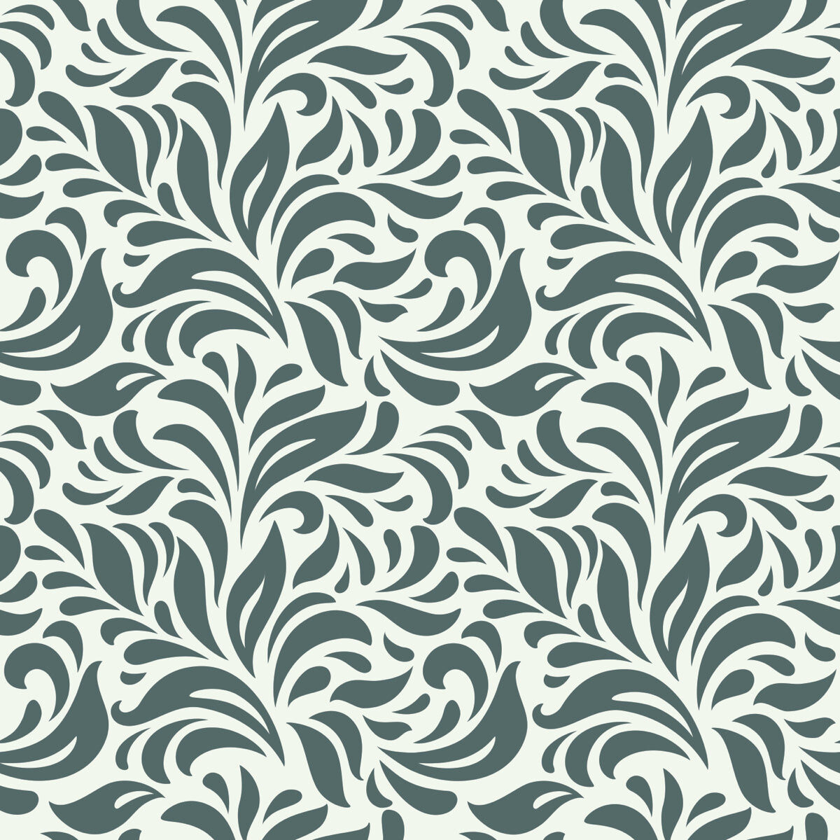 Classic Floral Damask Pattern in Dark Teal