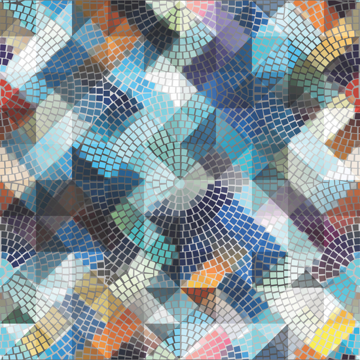 Color Splash Spiral Mosaic Art Panel Design