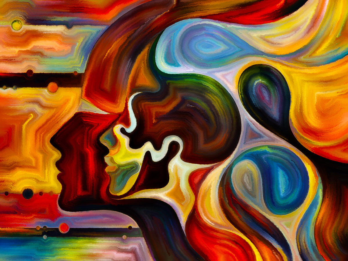Colorful Abstract Human Faces Art Pattern