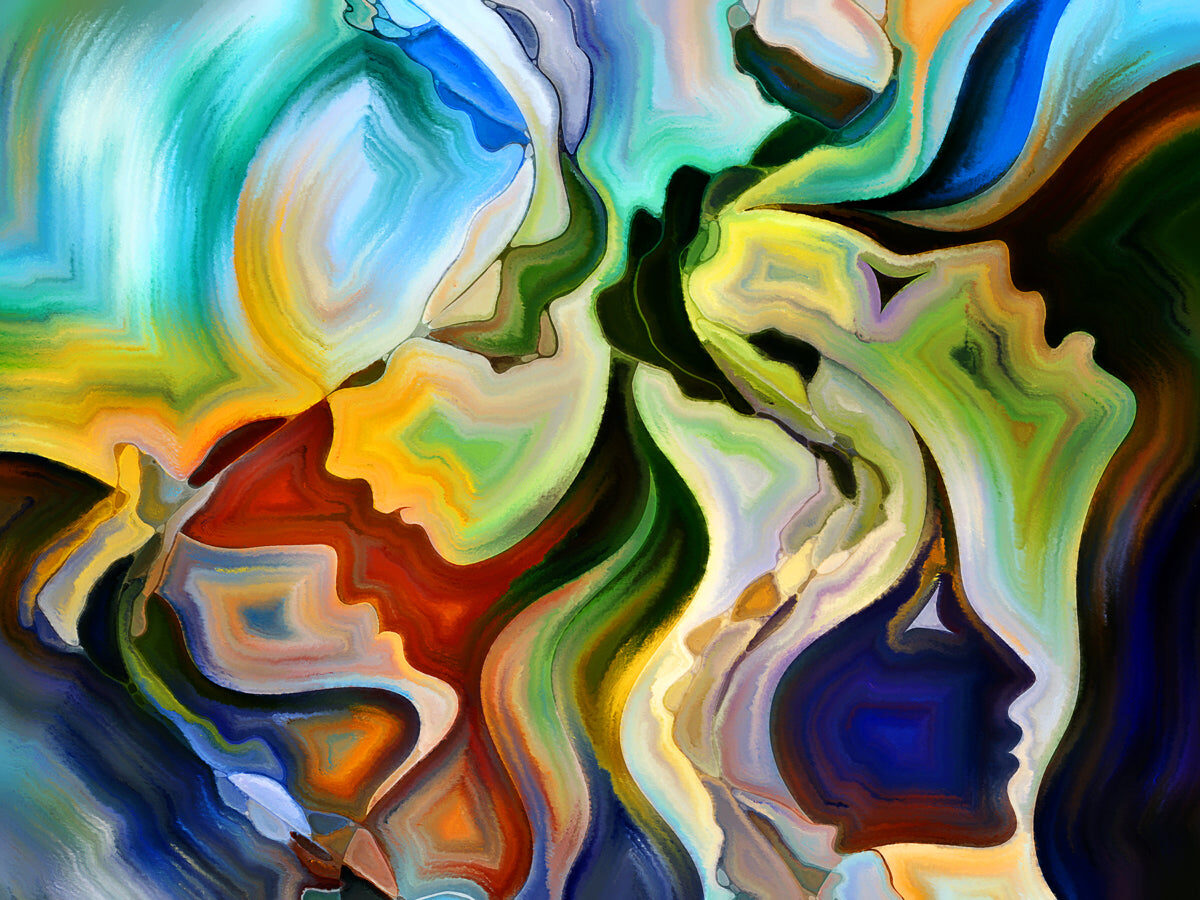 Colorful Abstract Human Silhouettes Wall Art