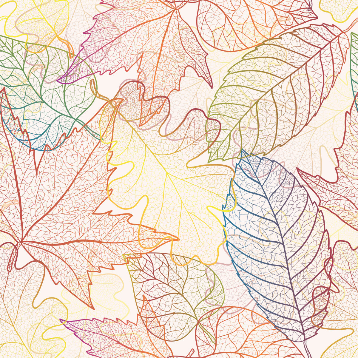 Colorful Leaf Outline Stretch Ceiling Design