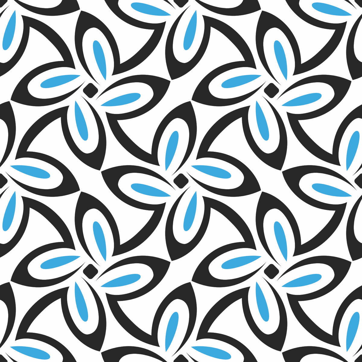 Contemporary Blue Petal Pattern Stretch Ceiling – Geometric Floral Design