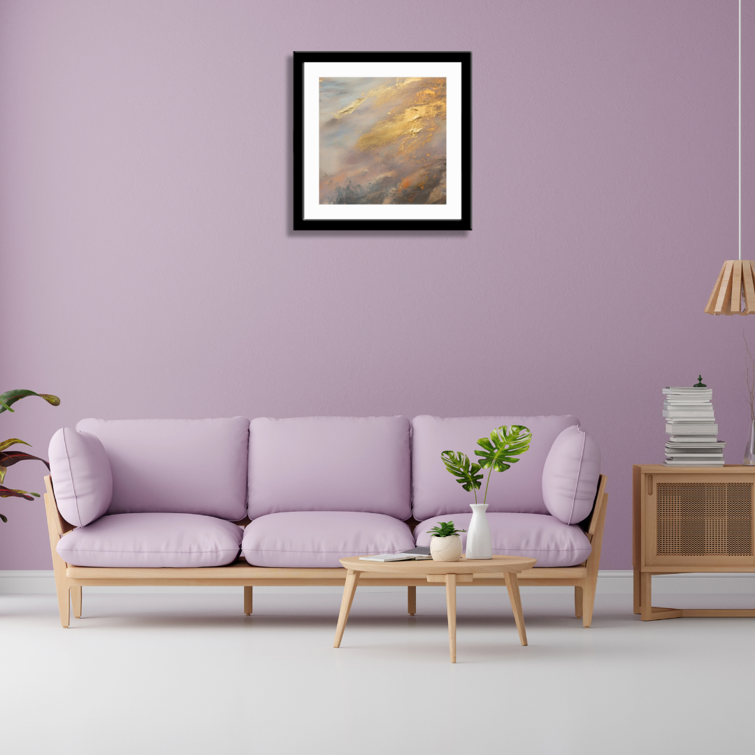Dusky Glow Abstract Canvas with Gold Accents