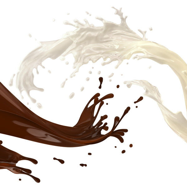 Dynamic Swirl of Chocolate and Milk