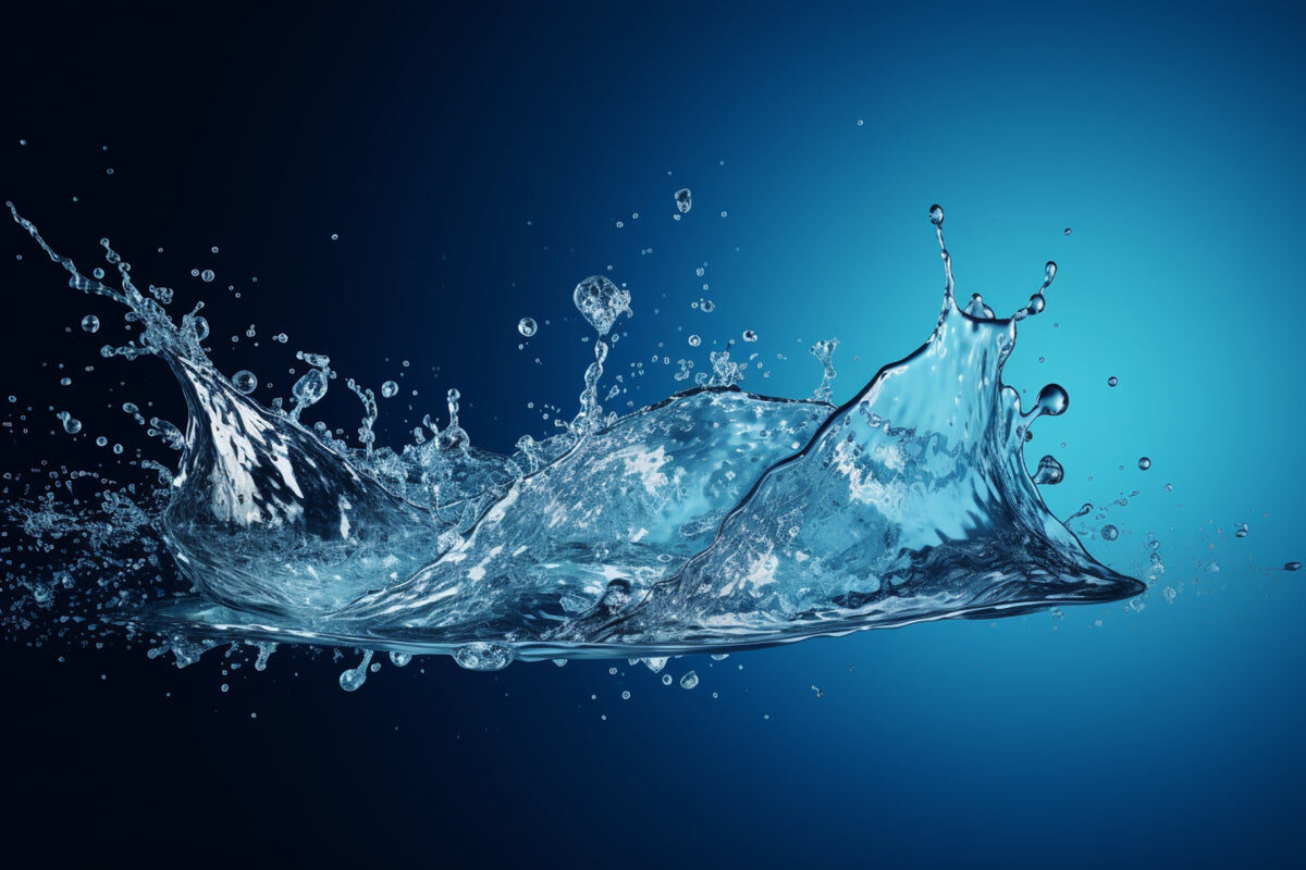 Dynamic Water Splash Stretch Ceiling – Deep Blue Aqua Motion Design