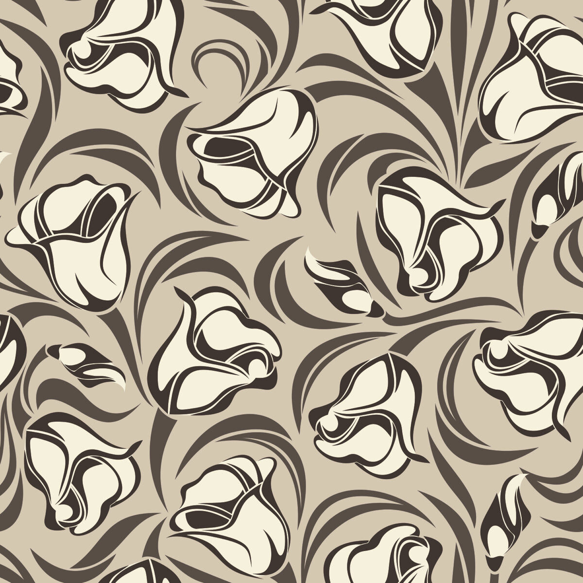 Elegant Beige Floral Art Pattern for Wall Decor