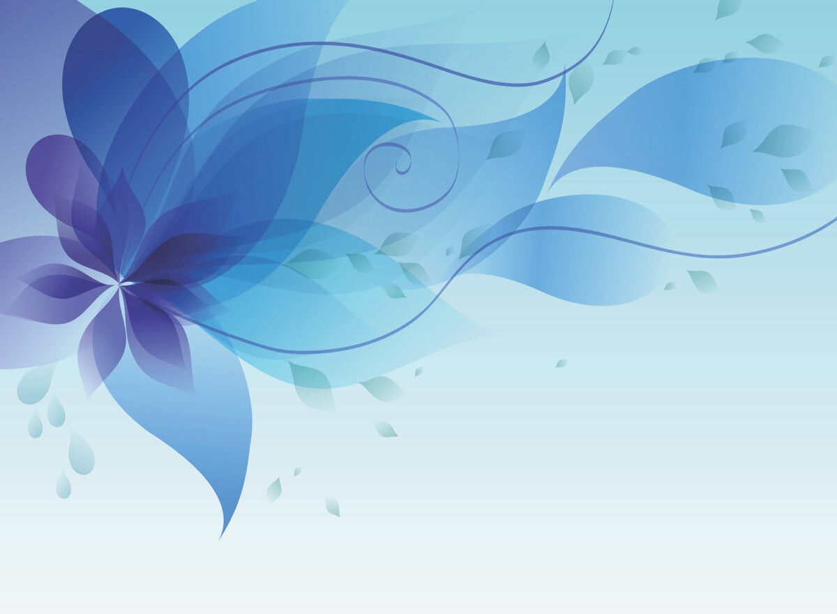 Elegant Blue Floral Wave Stretch Ceiling Design