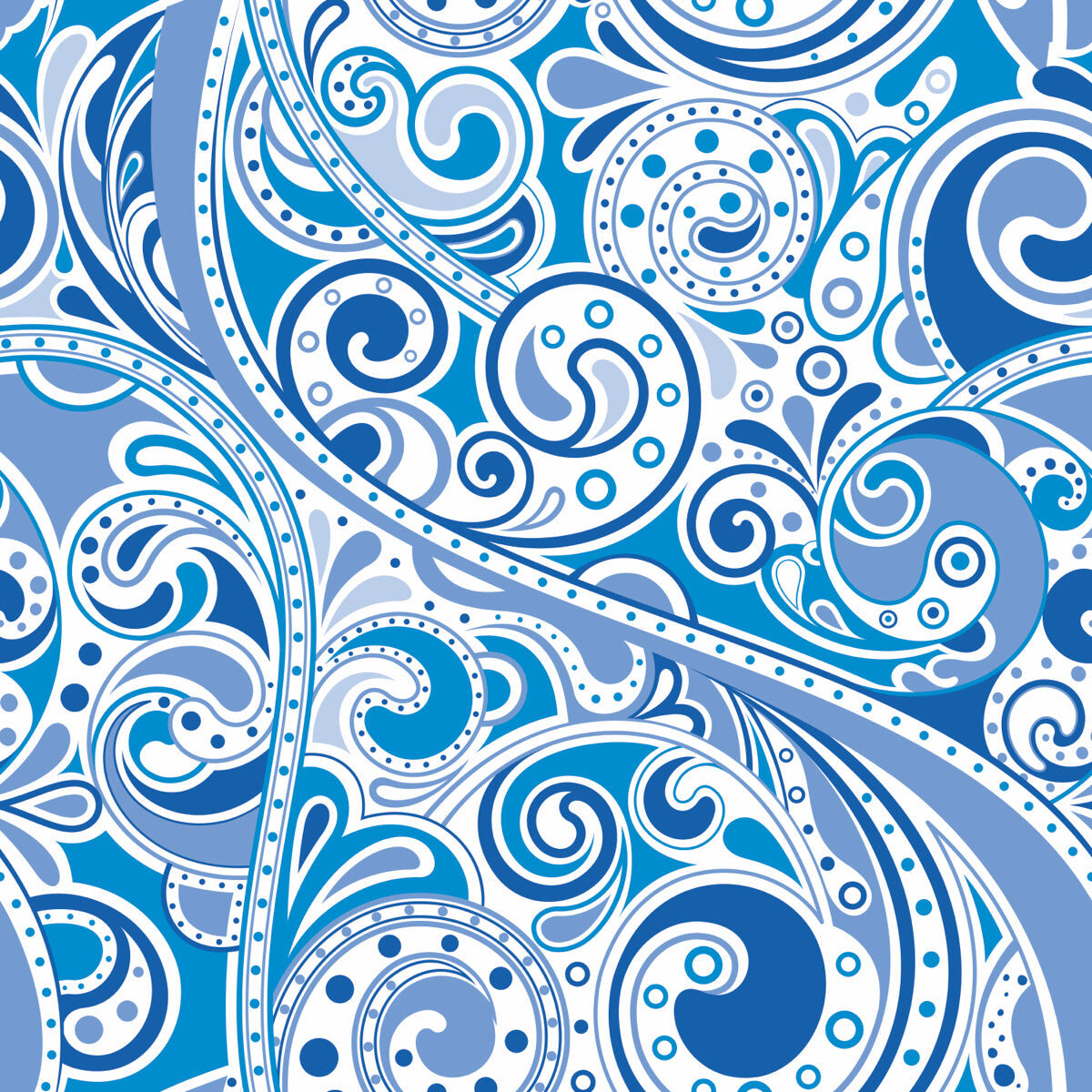 Elegant Blue Paisley Swirl Decorative Pattern