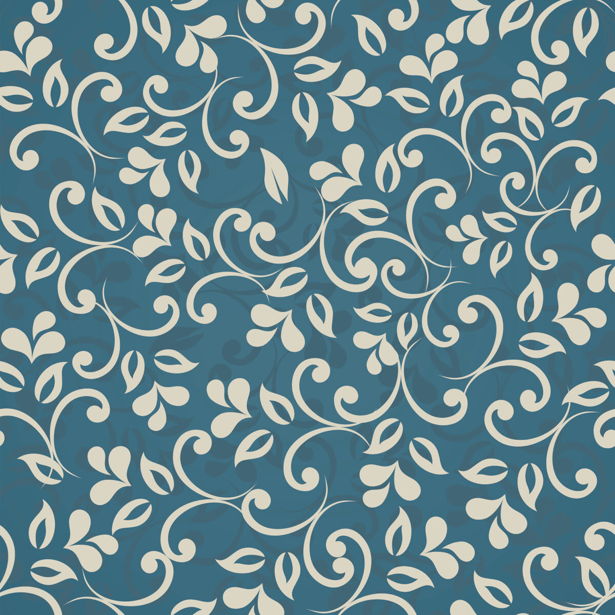 Elegant Cream Floral Vines on Deep Blue Background