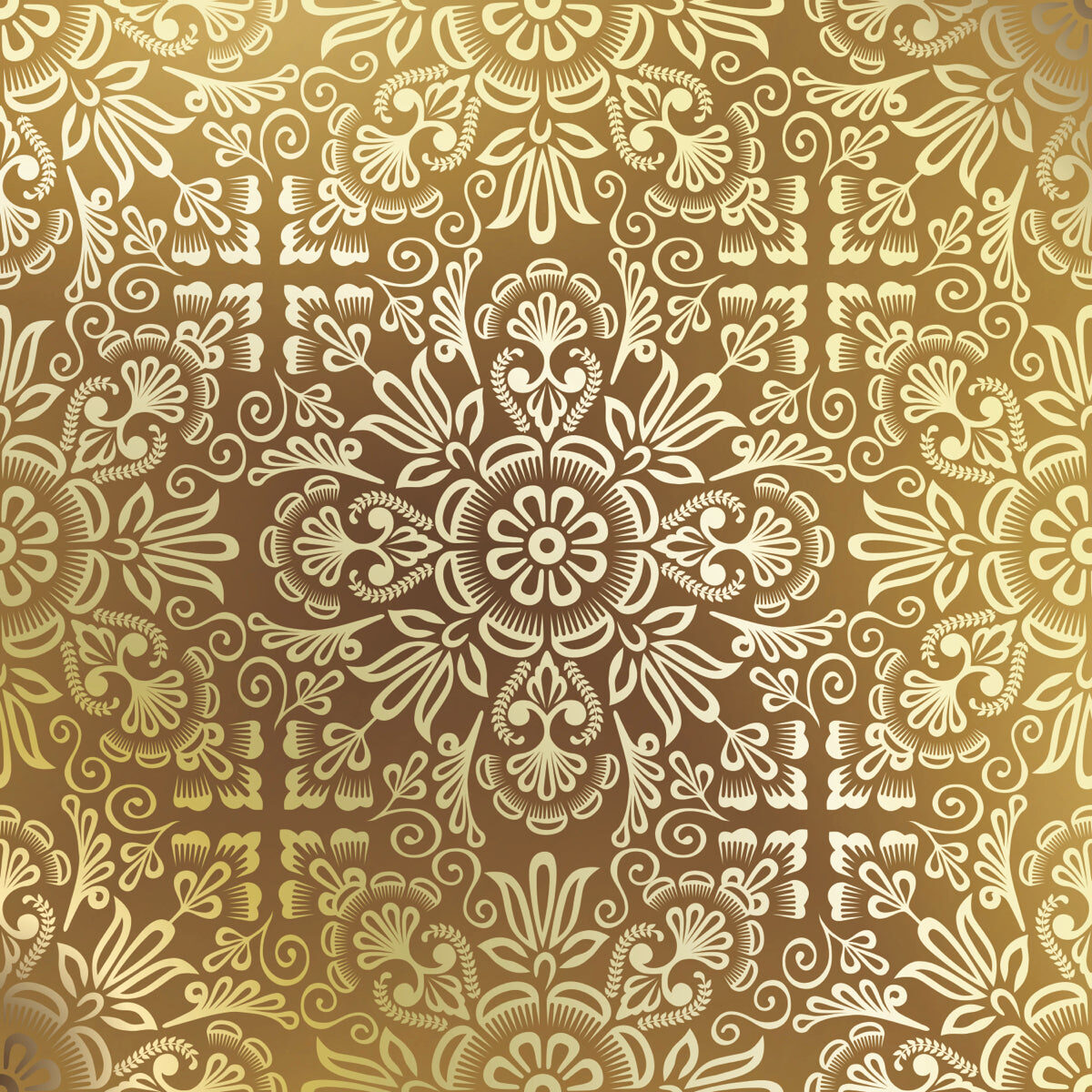 Elegant Gold Floral Damask Pattern Wallpaper