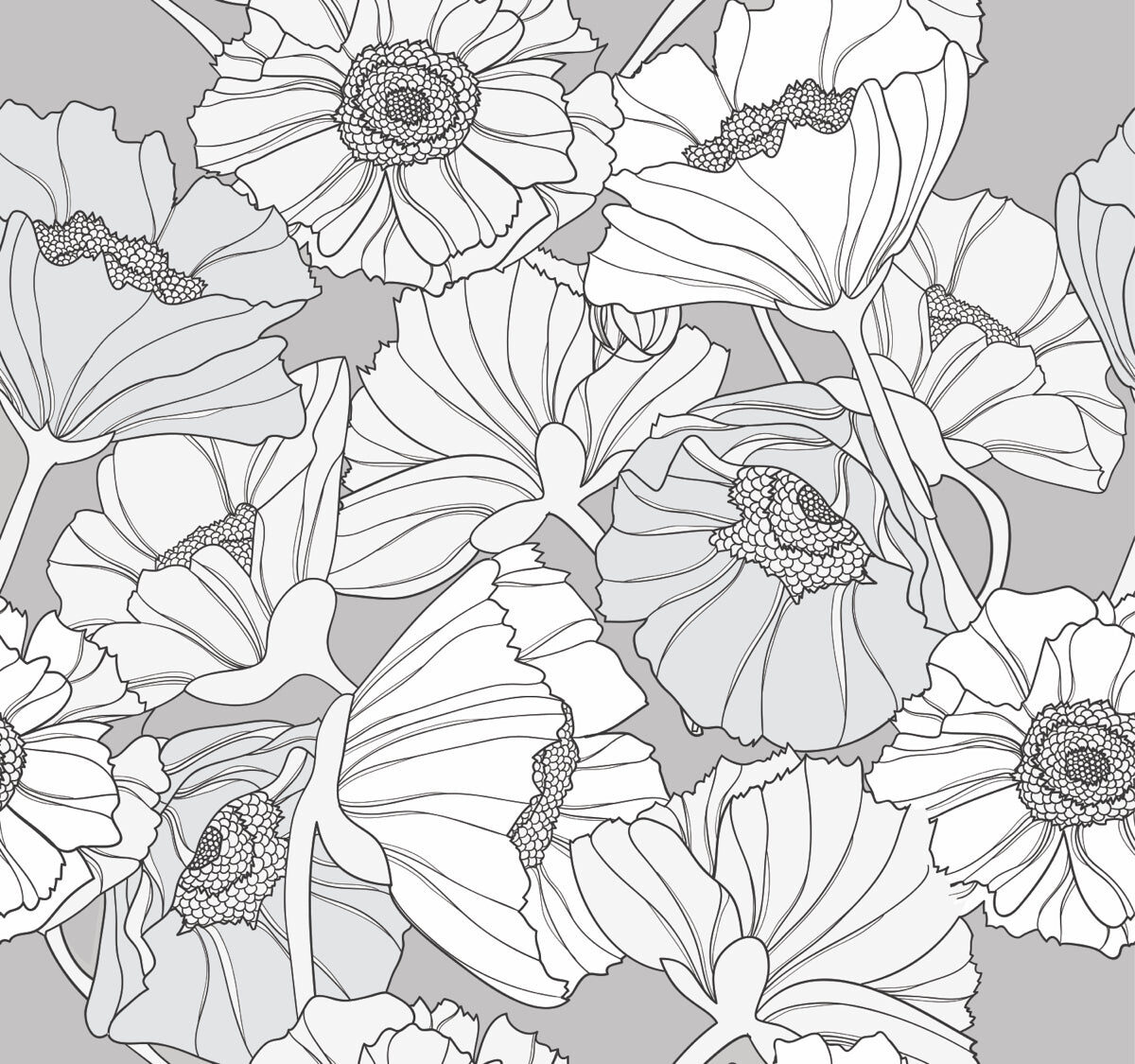 Elegant Monochrome Floral Stretch Ceiling Design