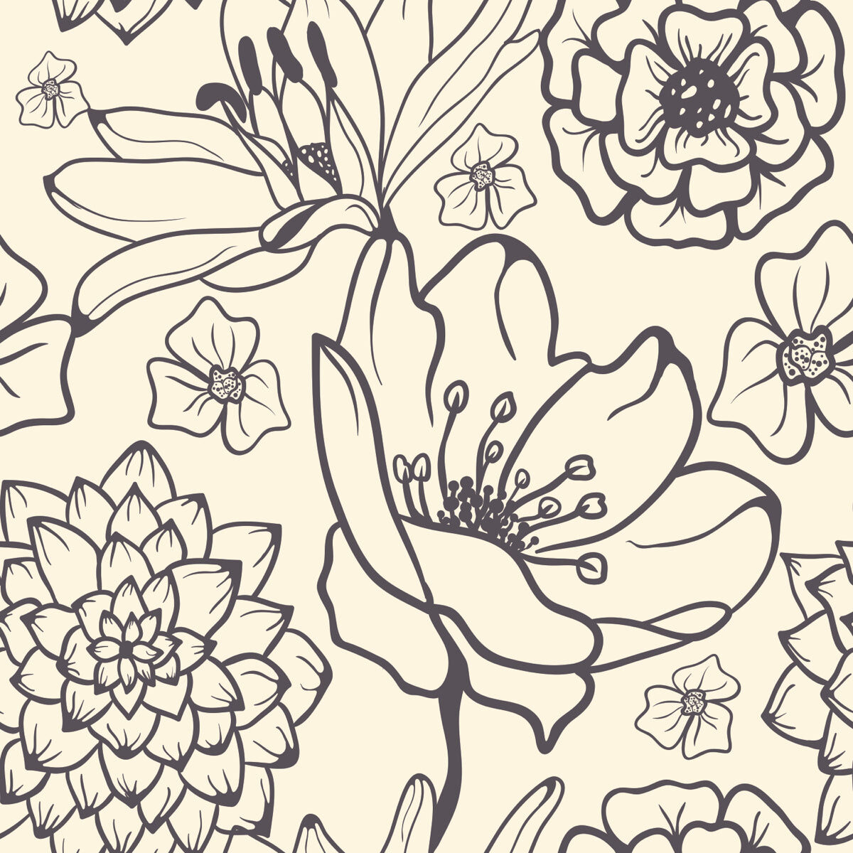 Elegant Monoline Floral Stretch Ceiling – Classic Botanical Design