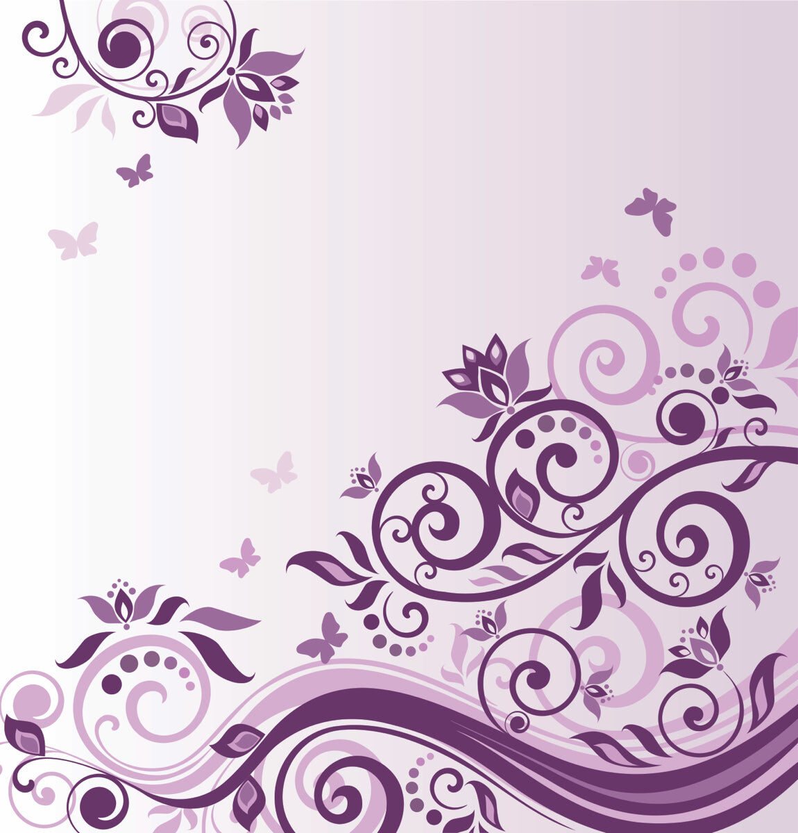 Elegant Purple Floral Swirl Design Wallpaper