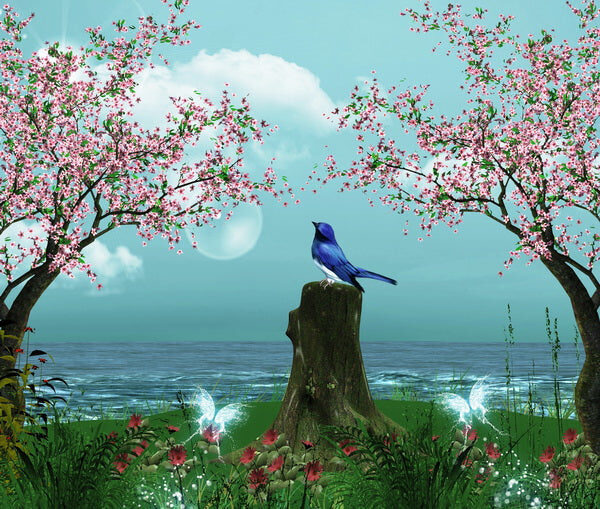 Enchanted Garden with Bluebird
