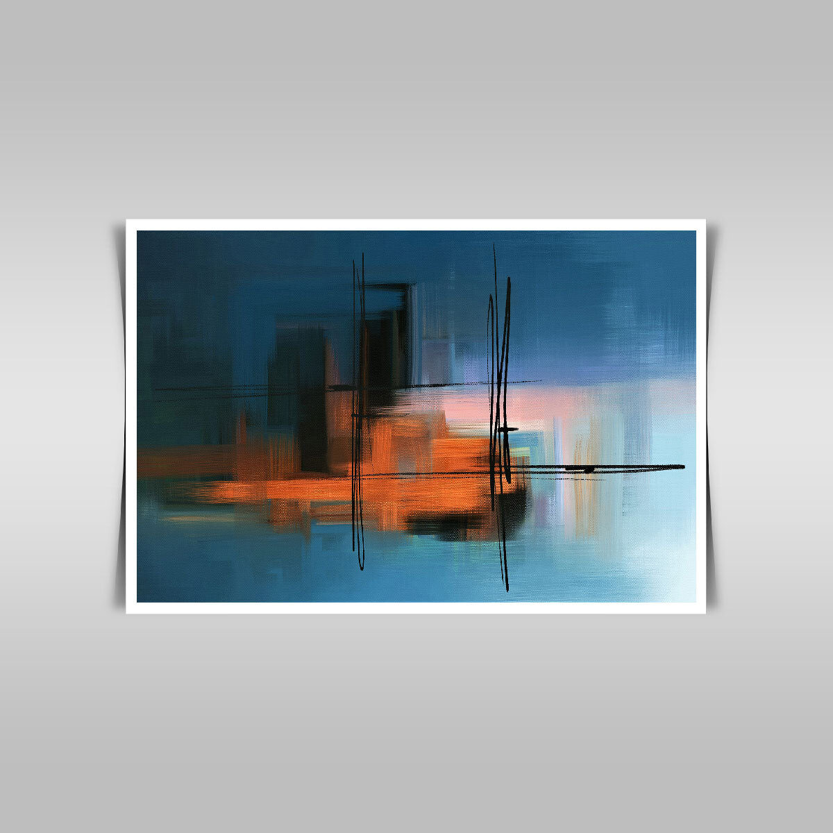 “Vividly Surreal: Contemporary Abstract Acrylic Painting on Blue Canvas.”