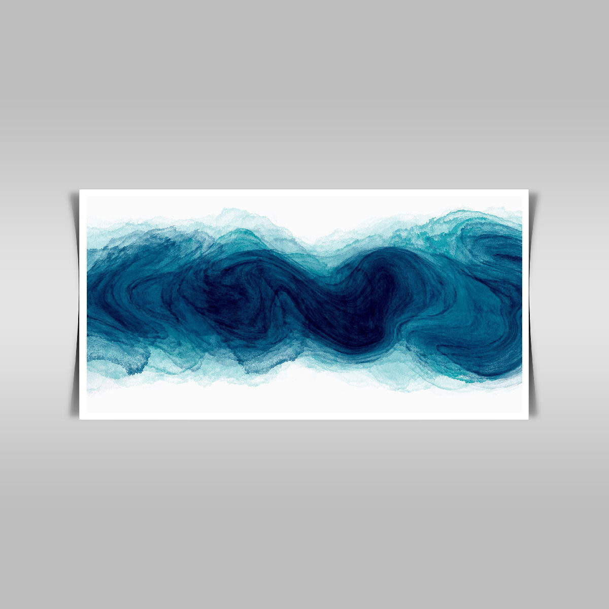 “Fluid Blue-Green Watercolor Brush Stroke: Isolated Elegance on White.”