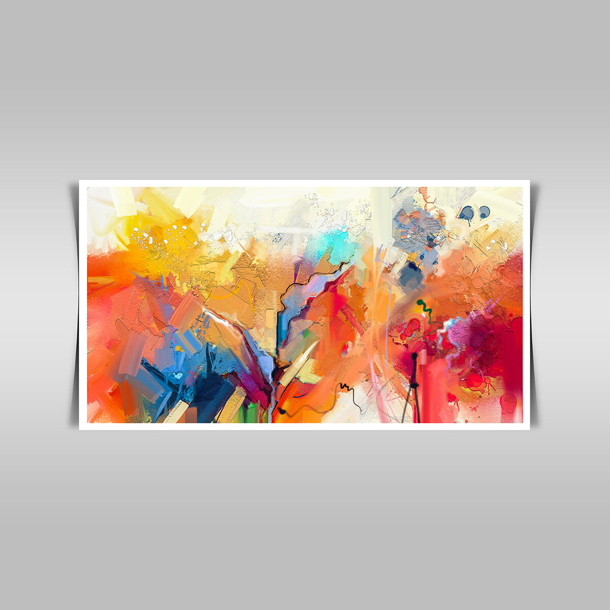 “Abstract Colorful Oil Painting: Hand-Drawn Brush Strokes on Canvas Texture.”