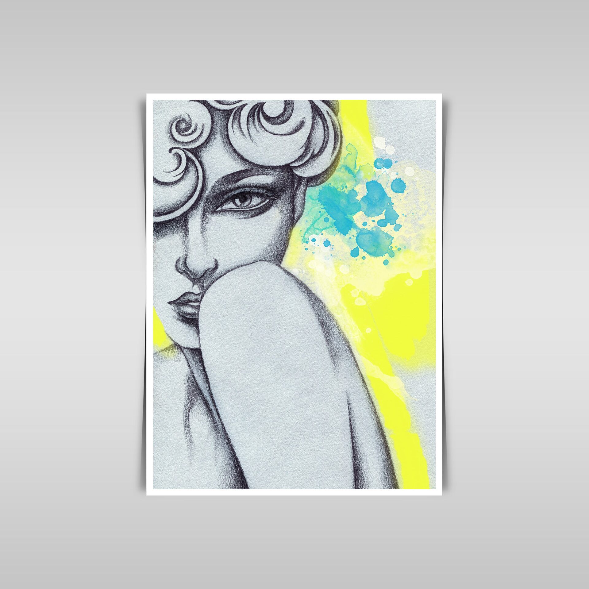 “Woman’s Grace: Hand-Painted Fashion Illustration of a Captivating Face.”