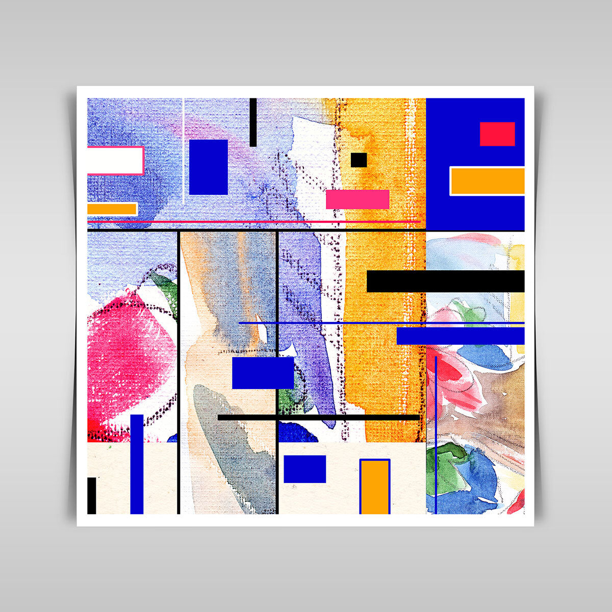 “Collage of Creativity: Abstract Mixed Media with Watercolor on Paper.”