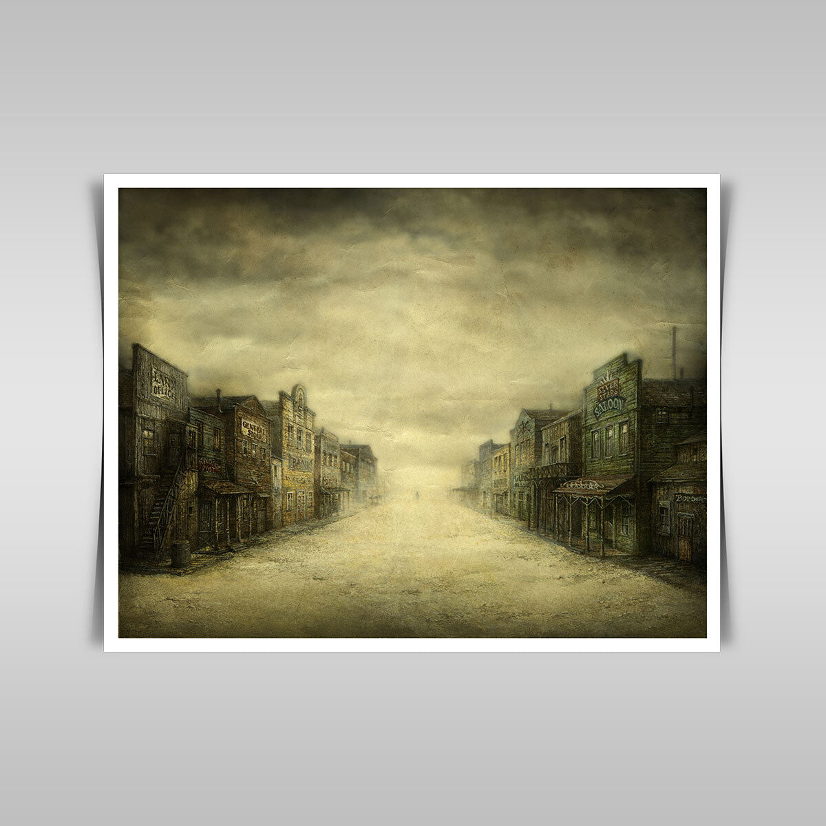 “Wild West Town: Acrylic on Paper, A Glimpse into the Frontier.”