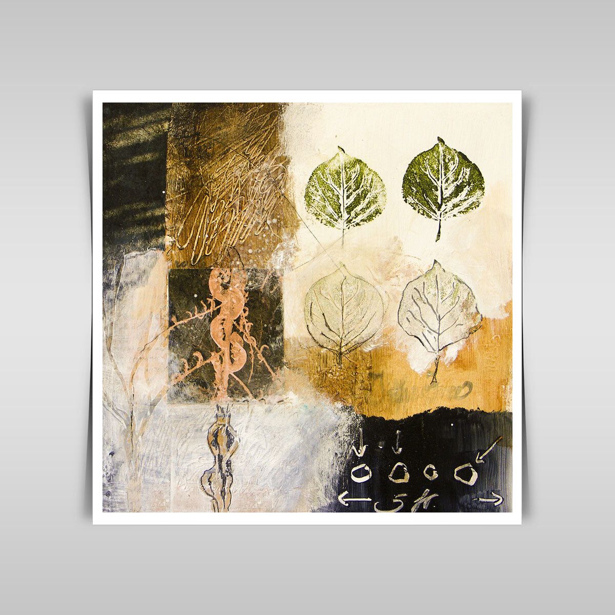 “Leaves in Mixed Media: Acrylic Painting Expresses Natural Beauty.”